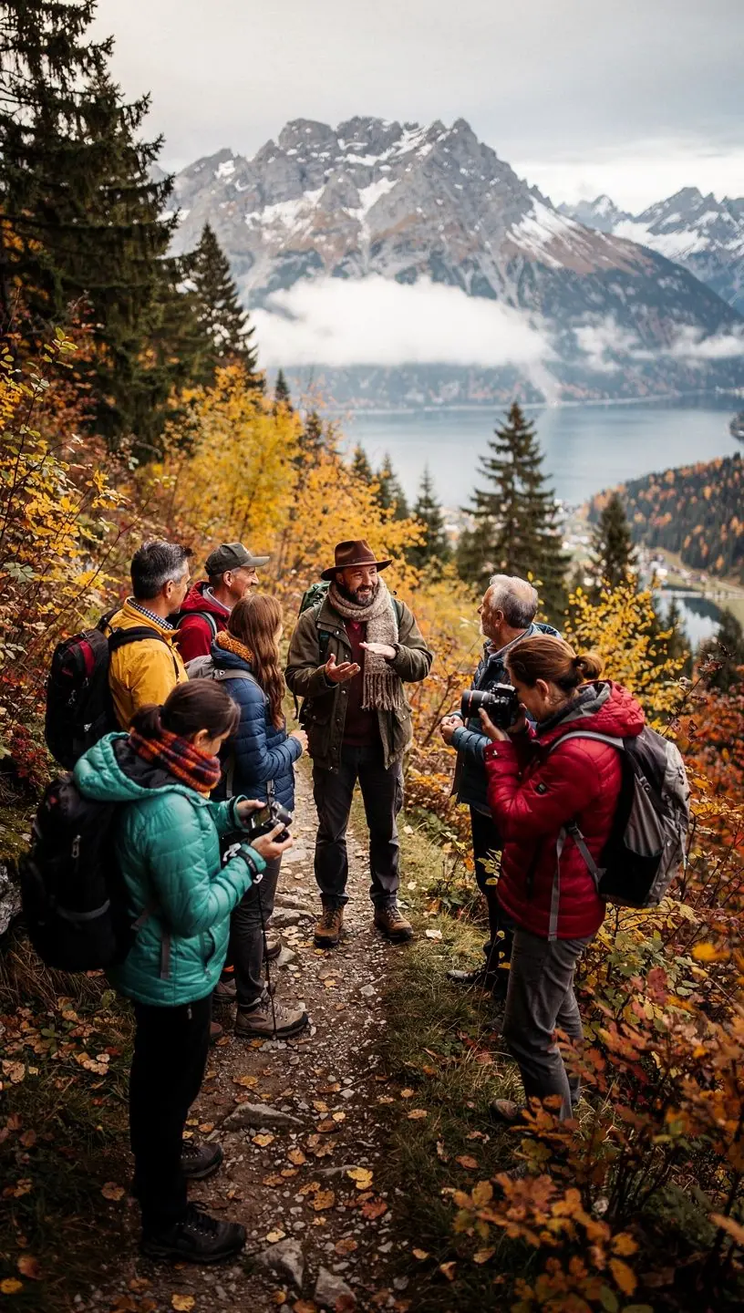 Eine Gruppe von Reisenden, die an einem historischen Wahrzeichen in Deutschland anhalten.